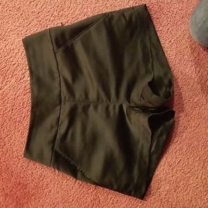Black satin shorts